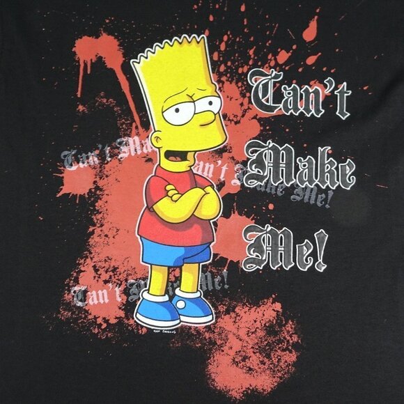 The Simpsons "Can't Make Me!" Black T-Shirt Large - Picture 2 of 6